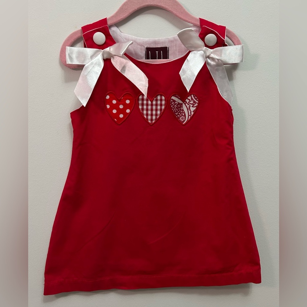 Lovely Red Heart Kids Dress with White Bows